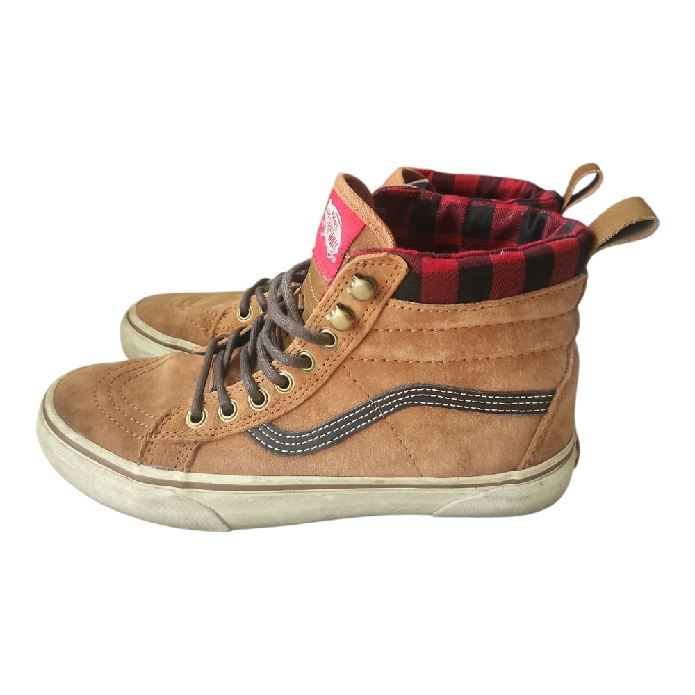 Vans Sk8-Hi MTE Scotchgard Suede Sneakers Men’s 7 / Women’s 8.5 Tan Plaid Lining - Picture 3 of 10